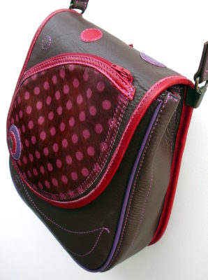 Alice Angevin, Les Sacs à M'Alice, Pochette ronde neuil marron-rouge