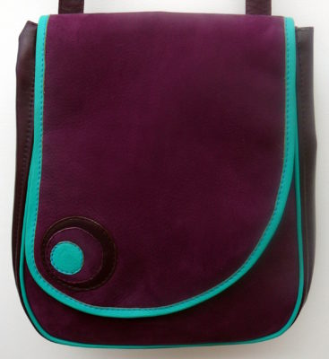 Alice Angevin, Les Sacs à M'Alice, Pochette ronde neuil prune bordé canard
