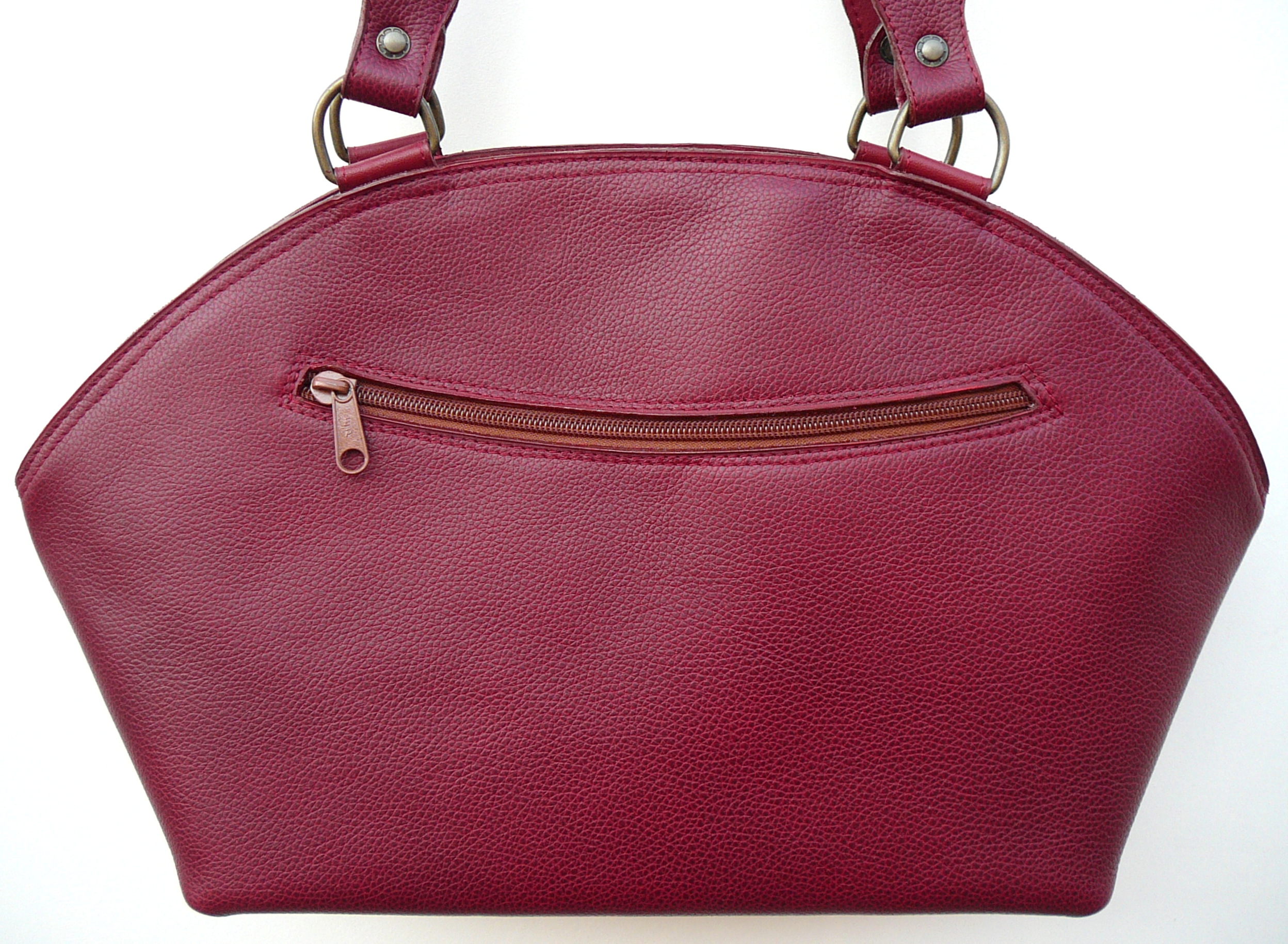 Alice Angevin, Les Sacs à M'Alice Sac à Main Elegant Bandes de cuirs parées Arrondi rouge
