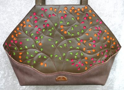 Alice Angevin, Les Sacs à M'Alice Sac à Main Elegant Dentelles de cuir kaki rose orange