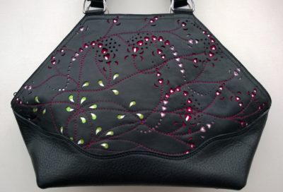 Alice Angevin, Les Sacs à M'Alice Sac à Main Elegant Dentelles de cuir noir 1 griotte et nacré