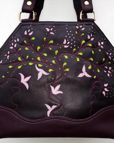 Alice Angevin, Les Sacs à M'Alice Sac à Main Elégant Dentelles de cuir rouge Prune
