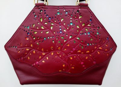 Alice Angevin, Les Sacs à M'Alice Sac à Main Elégant Dentelles de cuir rouge bordeaux