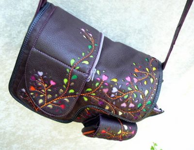 Alice Angevin, Les Sacs à M'Alice Sac à Main Herria Dentelles,cuir de renne prune