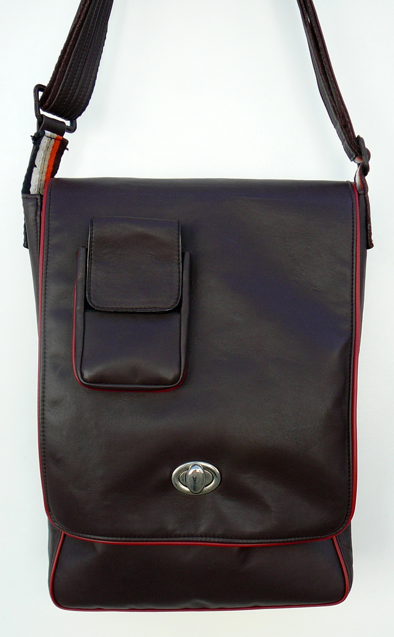 Alice Angevin, Les Sacs à M'Alice Besace A4 moka galons fauve, étui portable