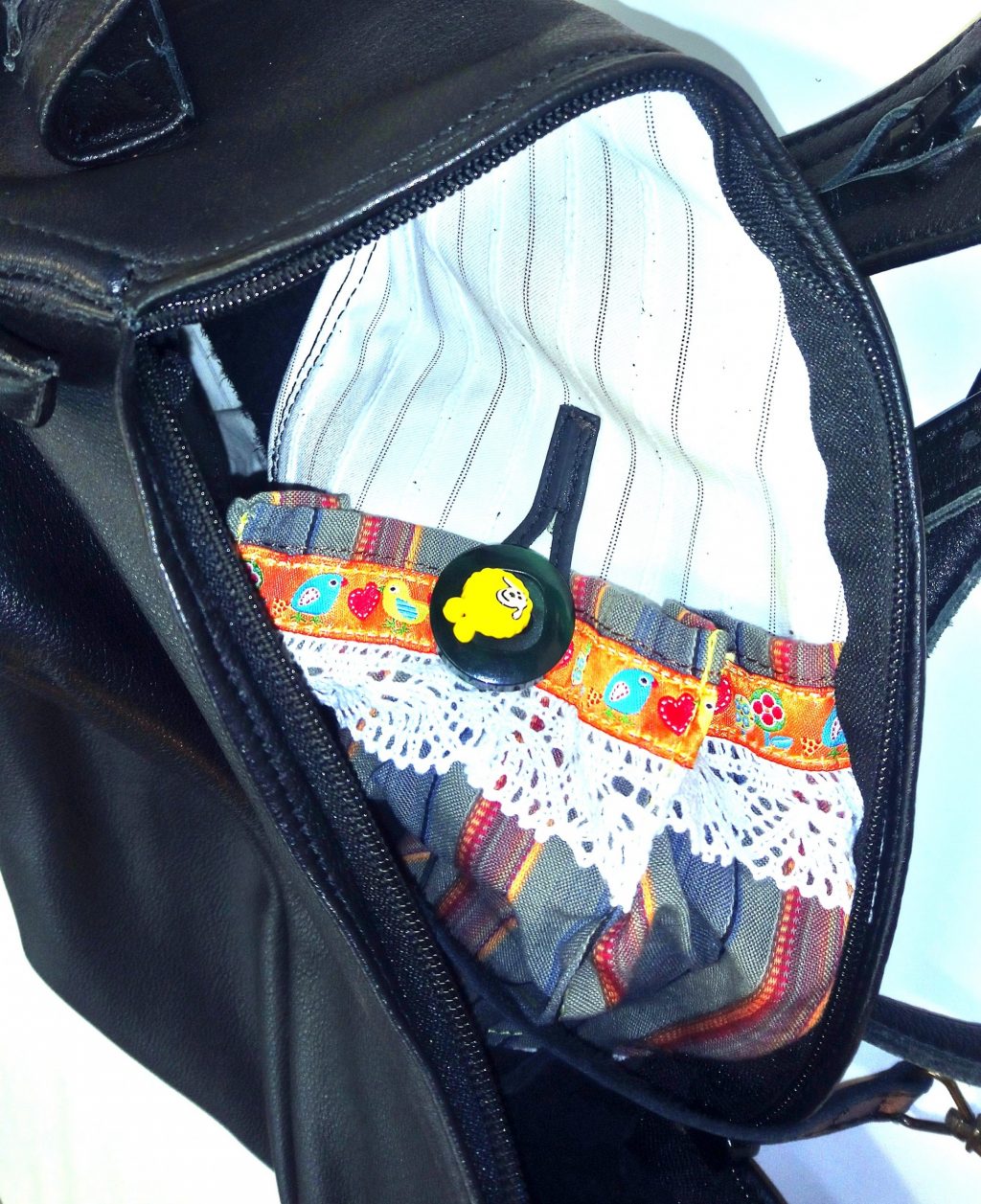 Alice Angevin, Les Sacs à M'Alice Sac à Dos Poire T2, Veau grainé noir, poche dos
