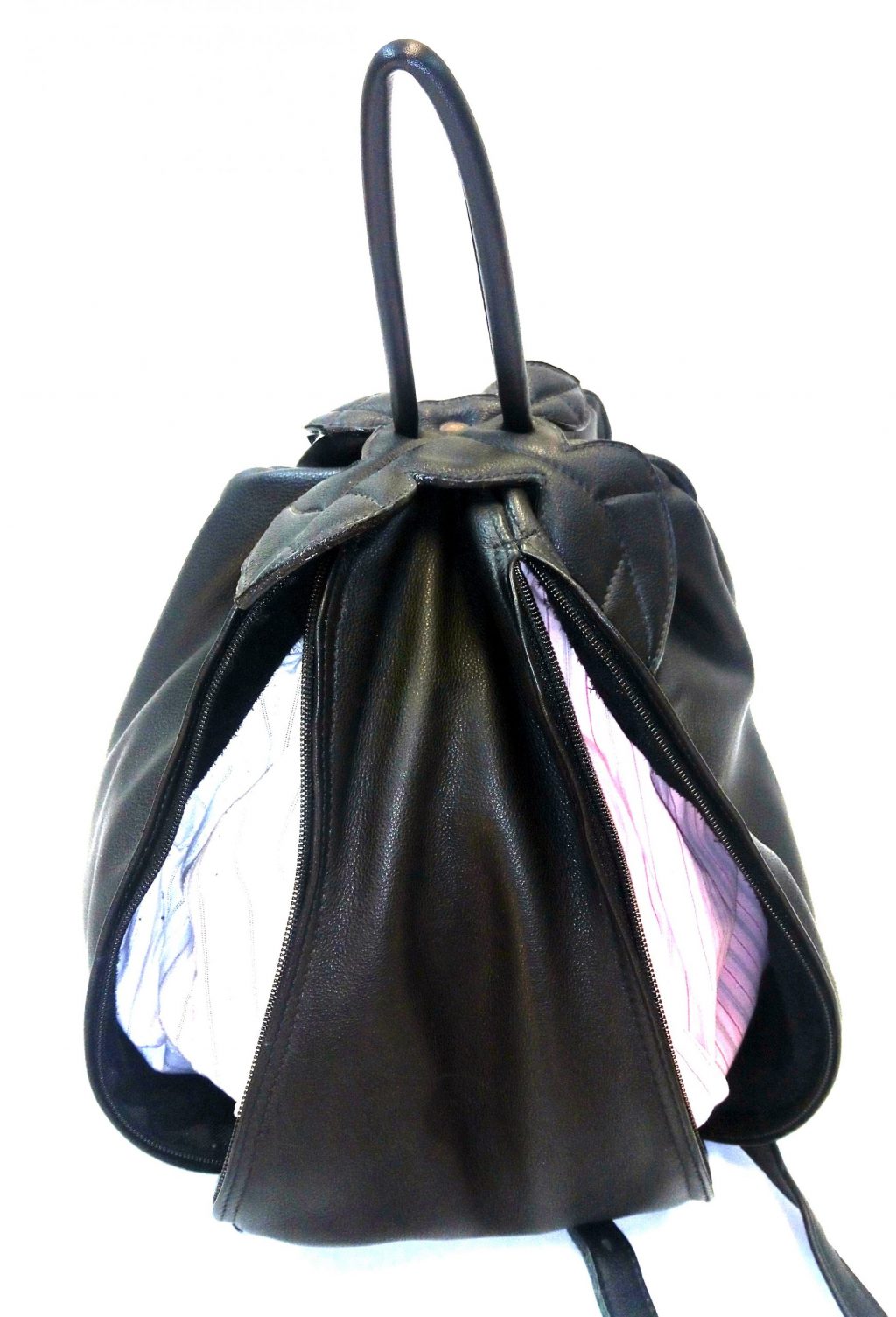 Alice Angevin, Les Sacs à M'Alice Sac à Dos Poire T2, Veau grainé noir, poches devant