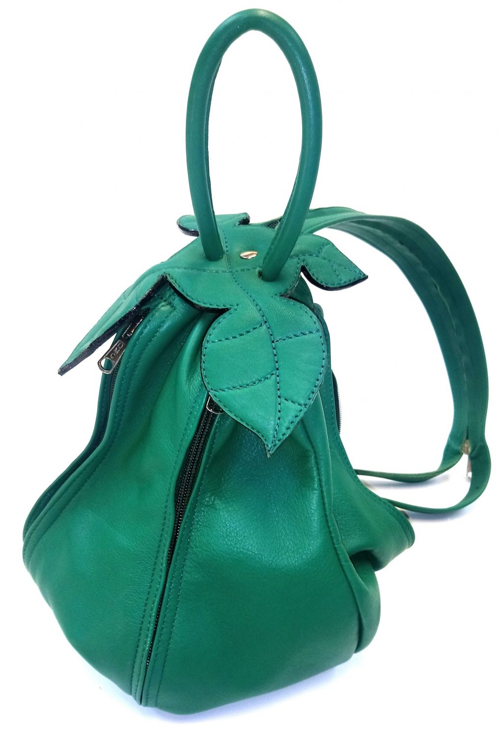 Alice Angevin, Les Sacs à M'Alice Sac à Dos Poire, vachette vert franc mat, coté