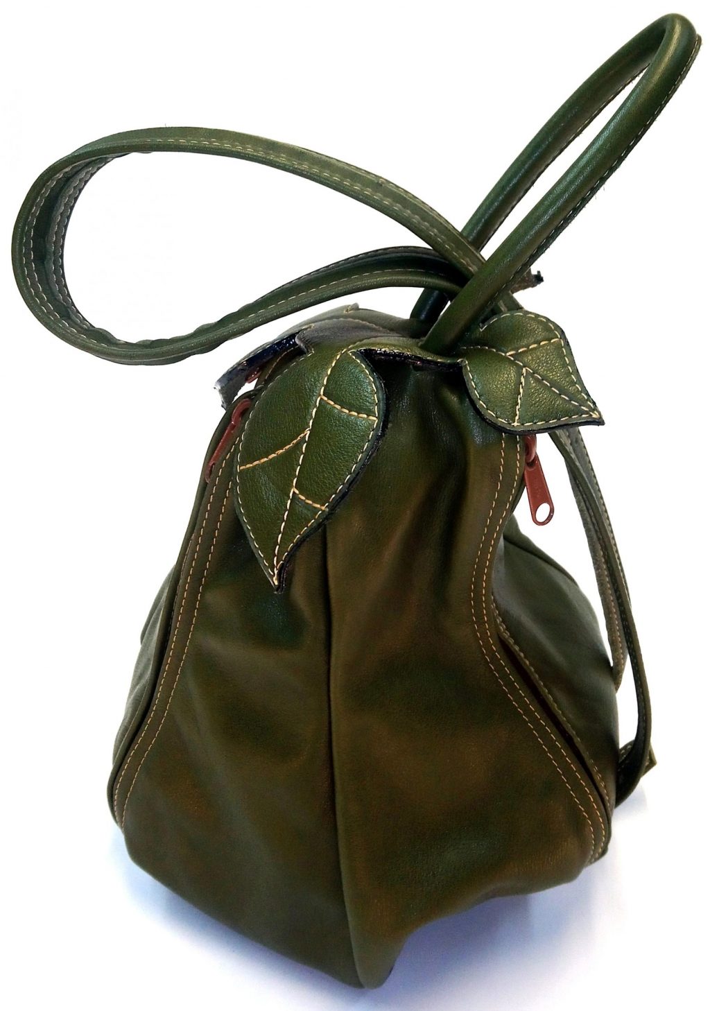 Alice Angevin, Les Sacs à M'Alice Sac à Dos Poire, Vachette Kaki, coté