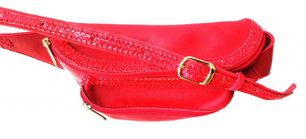 A.A.Les Sacs à M'Alice, Banane 26x20, veau tresse rouge, détail boucle vue dessus