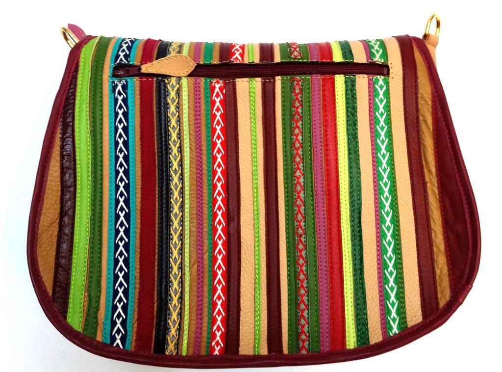 A.A.Les Sacs à M'Alice Sac à Main Gibecière beiges rayé rouge dos