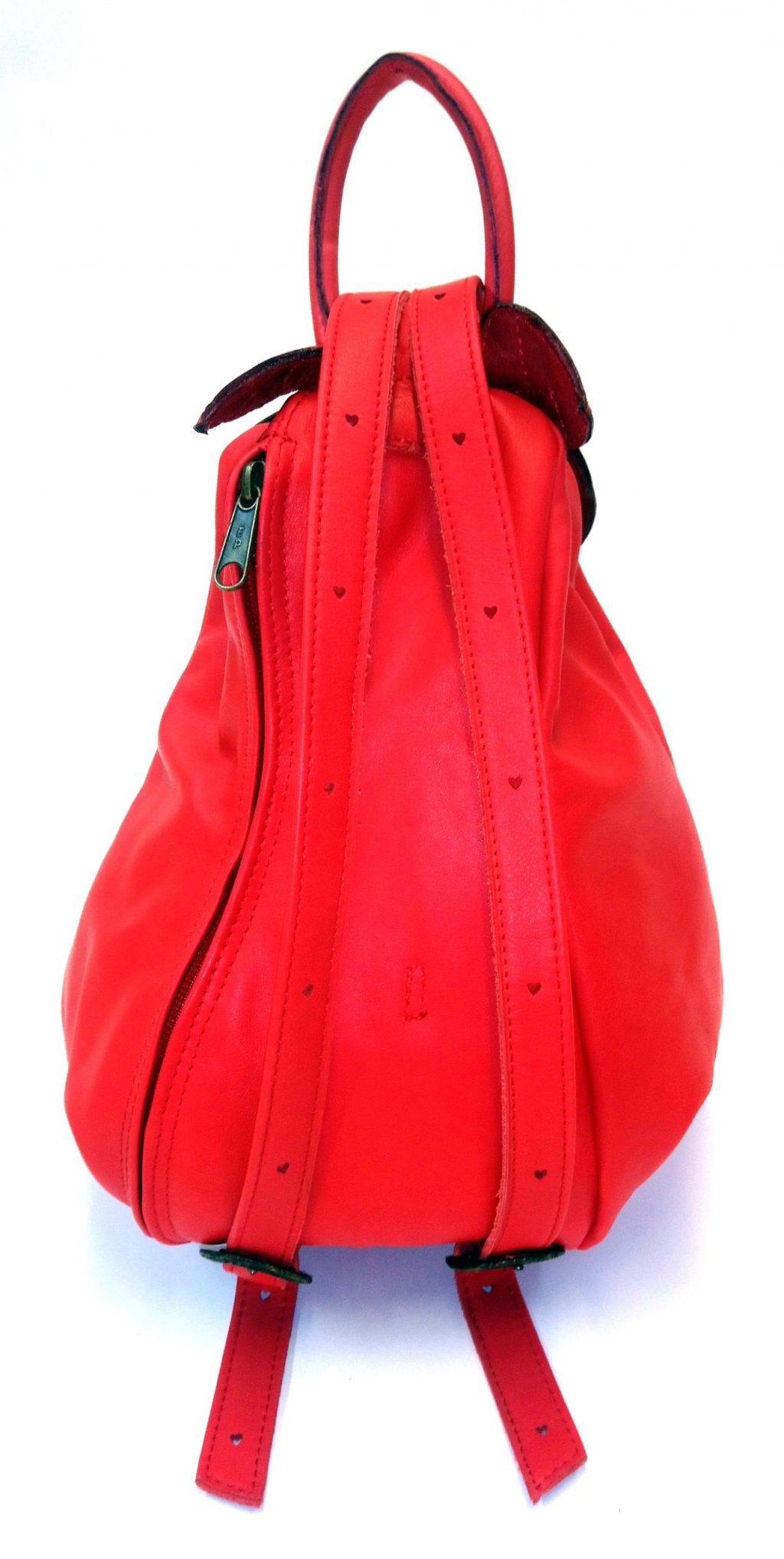 Alice Angevin, Les Sacs à M'Alice Sac à Dos Poire, Veau rouge vermillon ,dos