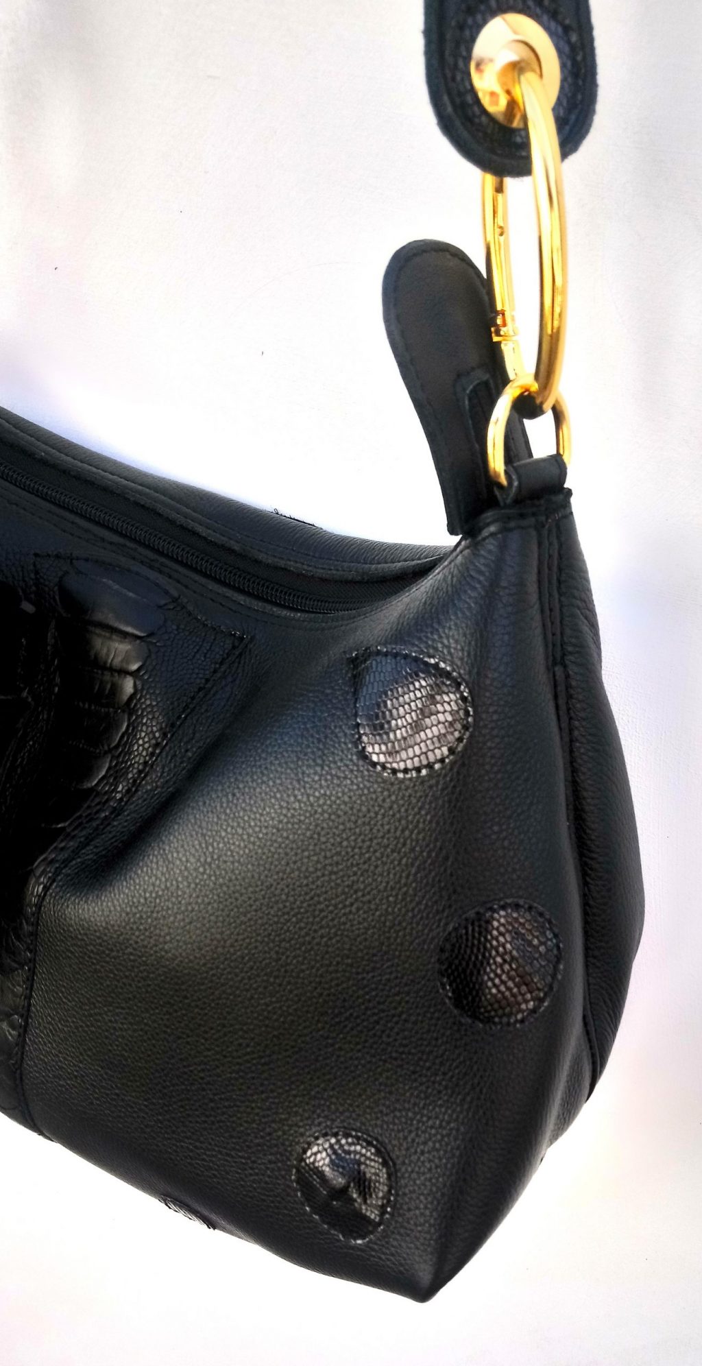 Alice Angevin, Les Sacs à M'Alice, Sac à Main Maryvon Vachette grainée Noire Autruche, Iguane coté
