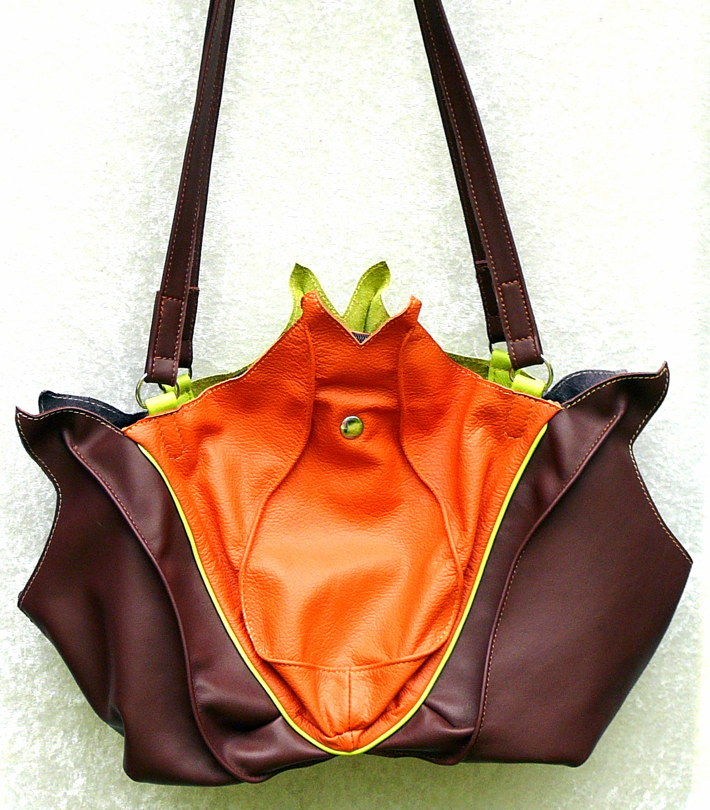 Alice Angevin, Les Sacs à M'Alice Sac à Main Coeur de Lotus Marron Orange
