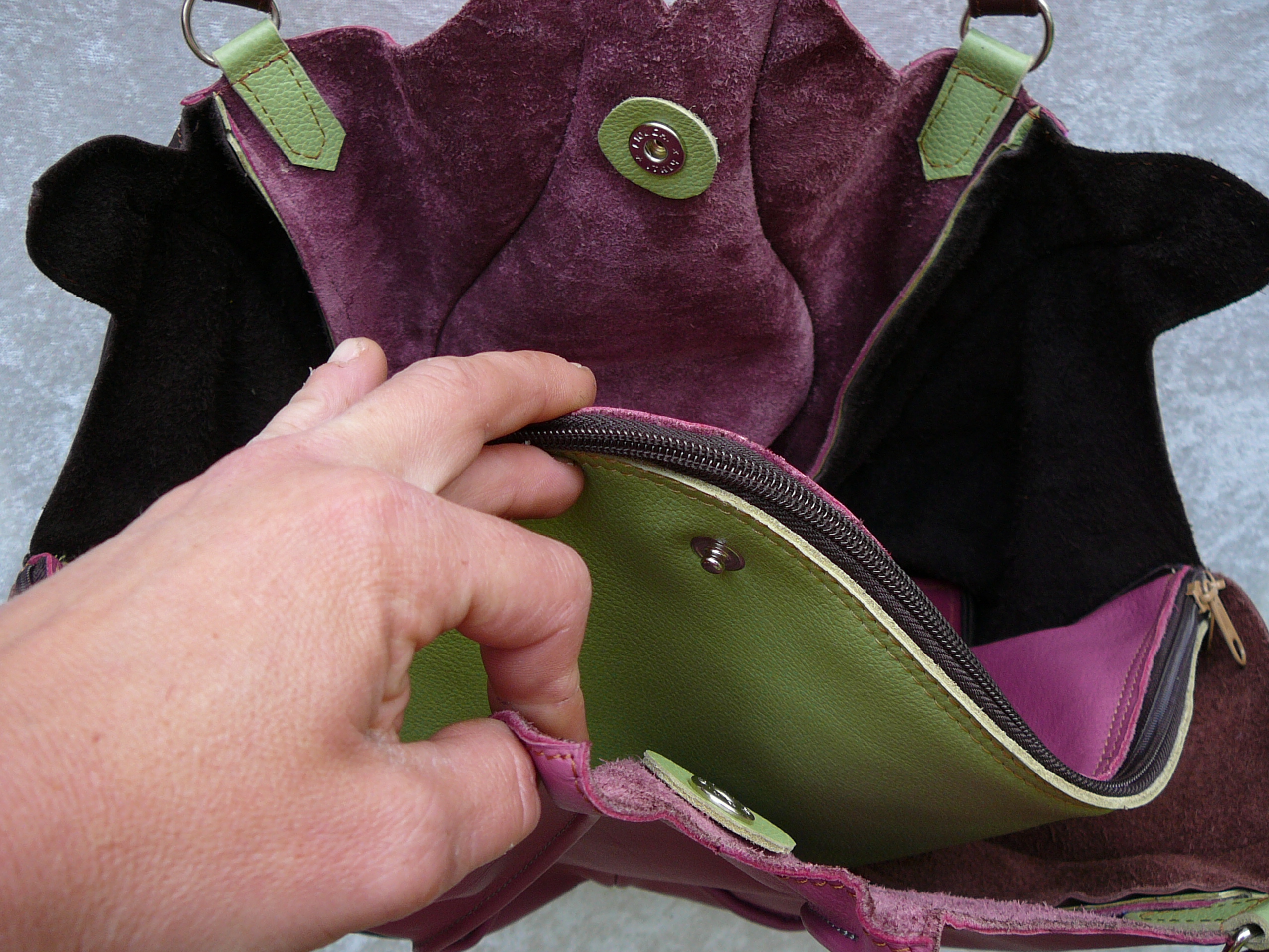 Alice Angevin, Les Sacs à M'Alice Sac à Main Coeur de Lotus Marron Rose, coeur 47x30x14