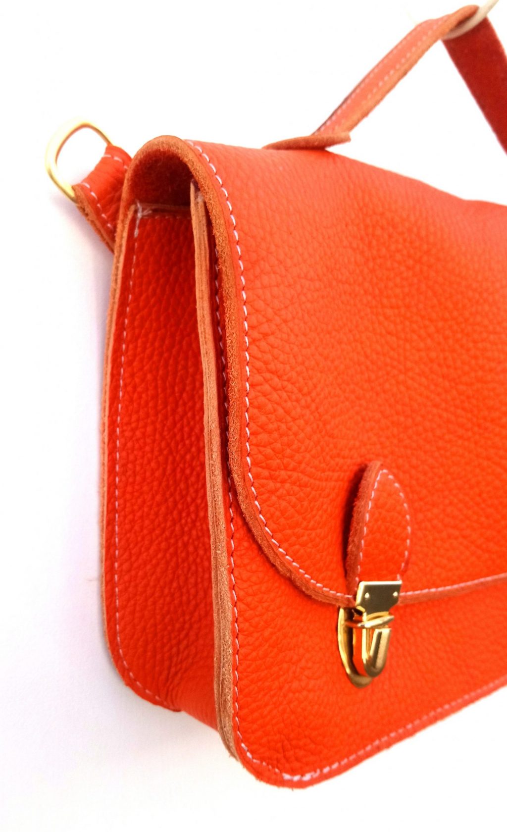 Alice Angevin, Les Sacs à M'Alice, Pti Cartable Pochette 80' Taurillon Carriat Orange coté
