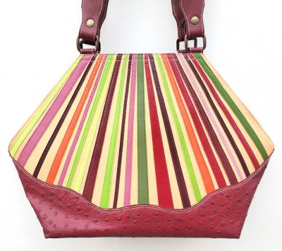 Les Sacs à M'Alice.A.A.Sac à main Elegant rayé bordeaux, devant près