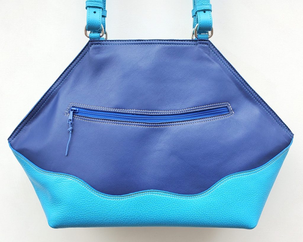 Les Sacs à M'Alice.A.A.Sac à main Elegant rayé turquoise, dos