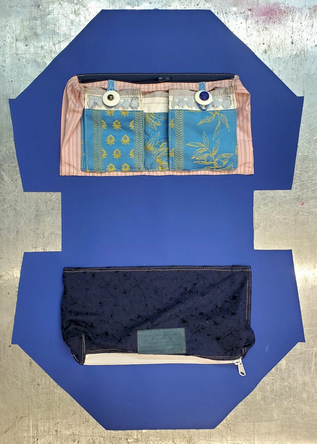 Les Sacs à M'Alice.A.A.Sac à main Elegant rayé turquoise, doublure